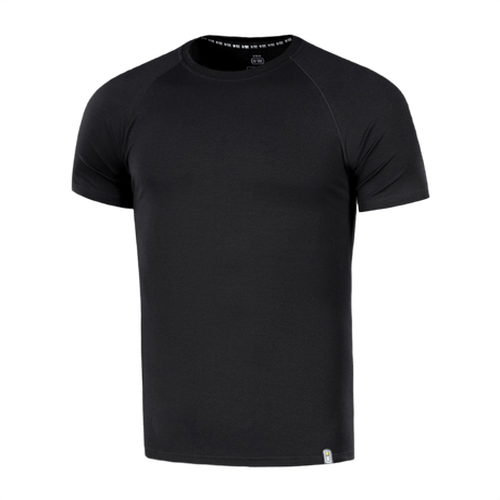 M-Tac Raglan T-paita 93/7 musta, 93 % puuvillaa ja 7 % elastaania, raglan-hihat.