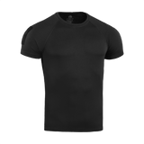 M-Tac T-Shirt Raglan Sweat-Wicking Tactical Summer, musta lyhythihainen t-paita aktiivisiin päiviin, nopeasti kuivuva ja joustava optimaaliseen mukavuuteen.