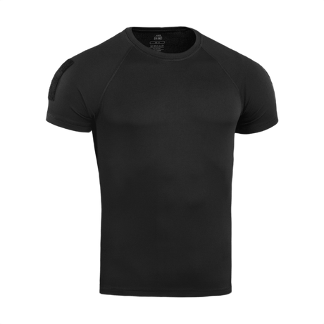 M-Tac T-Shirt Raglan Sweat-Wicking Tactical Summer, musta lyhythihainen t-paita aktiivisiin päiviin, nopeasti kuivuva ja joustava optimaaliseen mukavuuteen.