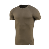 M-Tac Raglan T-paita 93/7 ruskea, 93 % puuvillaa ja 7 % elastaania, raglan-hihat.