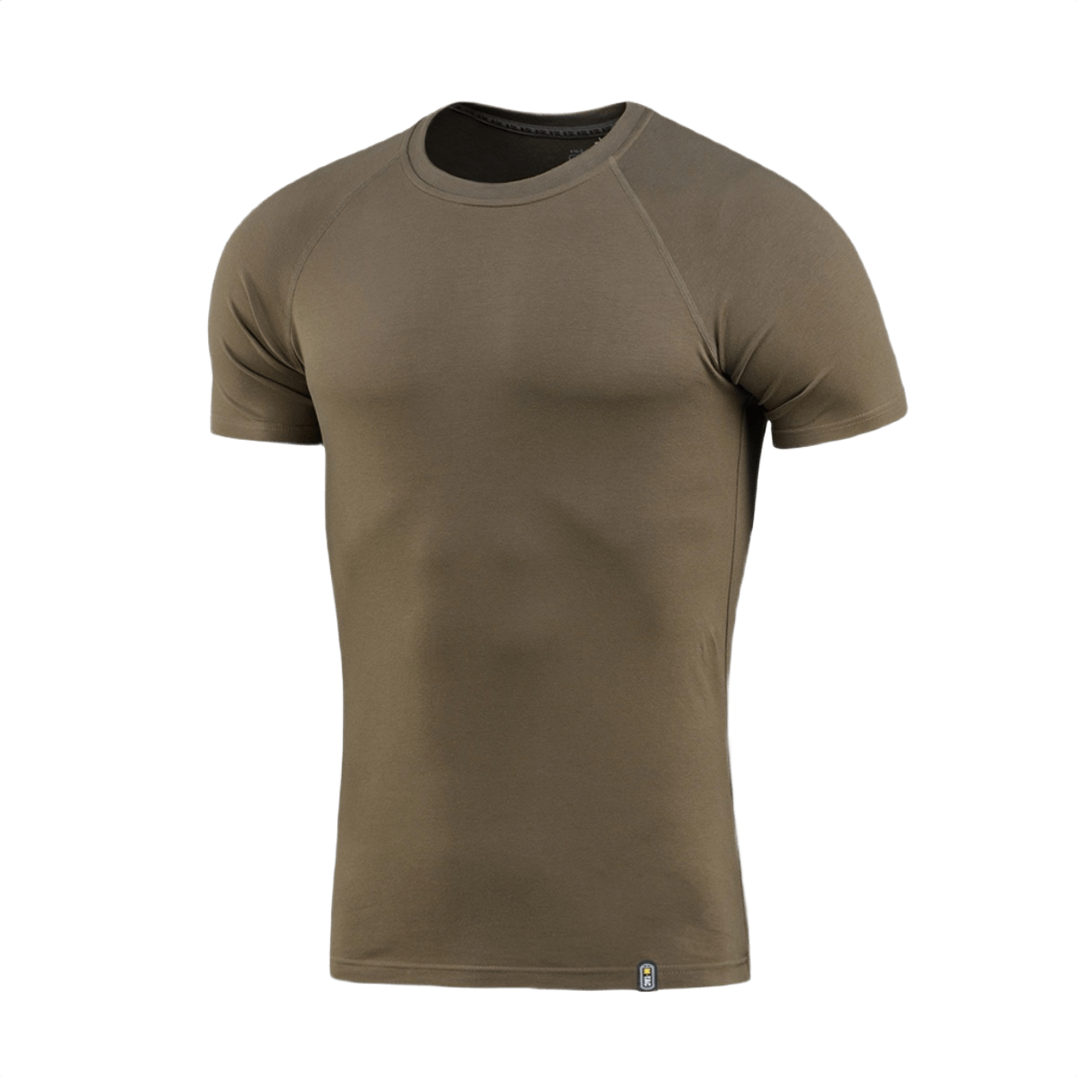 M-Tac Raglan T-paita 93/7 ruskea, 93 % puuvillaa ja 7 % elastaania, raglan-hihat.
