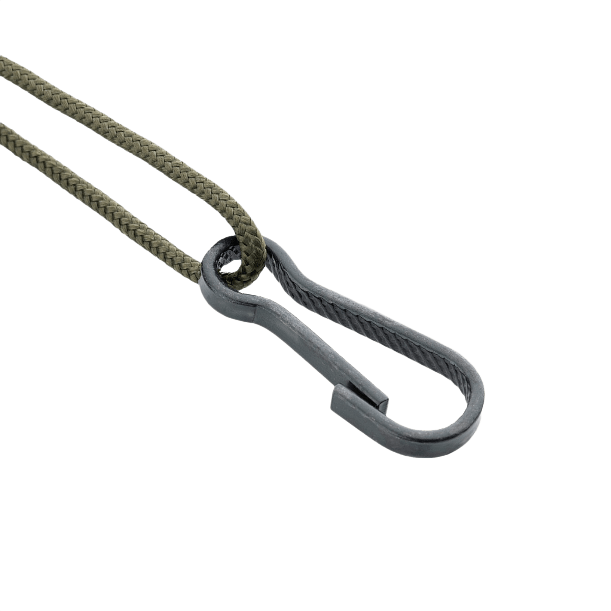 M-Tac Safety Cord med D-ring, paracord- ja PVC-spiraaliturvanyöri varusteiden varkaussuojaukseen, D-ring ja MOLLE-kiinnitys.