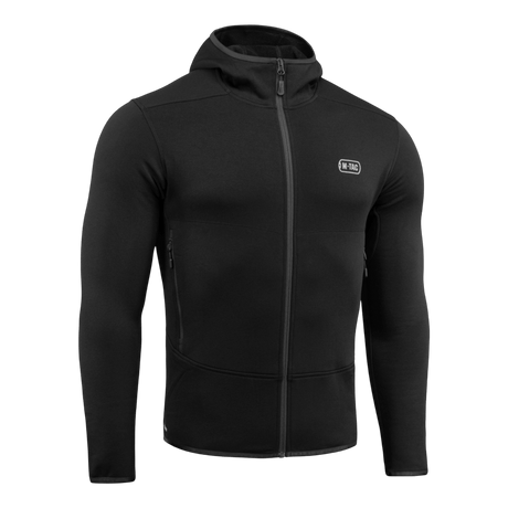 M-Tac Shadow Polartec Fleece -huppari mustana, matalaprofiilinen huppu optimaaliseen lämpöön ja toiminnallisuuteen, valmistettu kestävästä Power Stretch Pro -fleecestä.