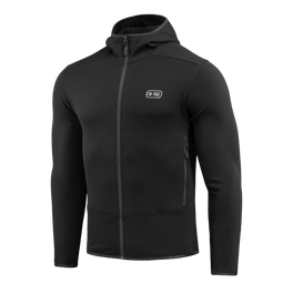 Musta M-Tac Shadow Polartec Fleece -huppari matalaprofiilisella hupulla ja täysvetoketjulla, valmistettu Power Stretch Pro -fleecestä.