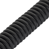 M-Tac Safety Cord med D-ring mustana spiraalimuotoisena paracord-materiaalina.