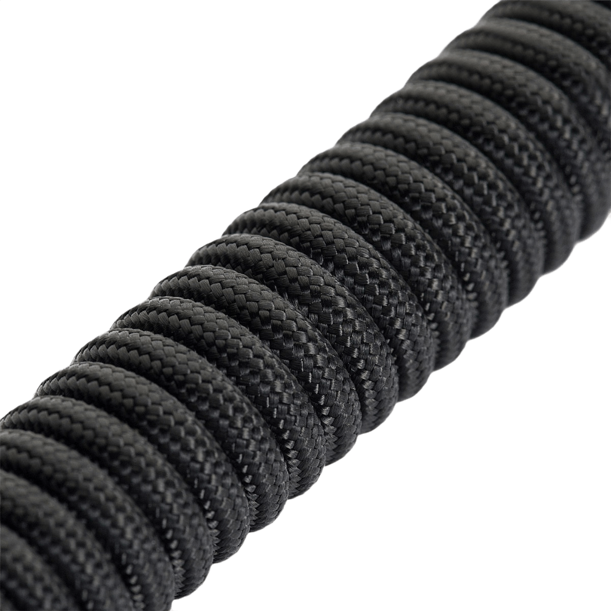 M-Tac Safety Cord med D-ring mustana spiraalimuotoisena paracord-materiaalina.