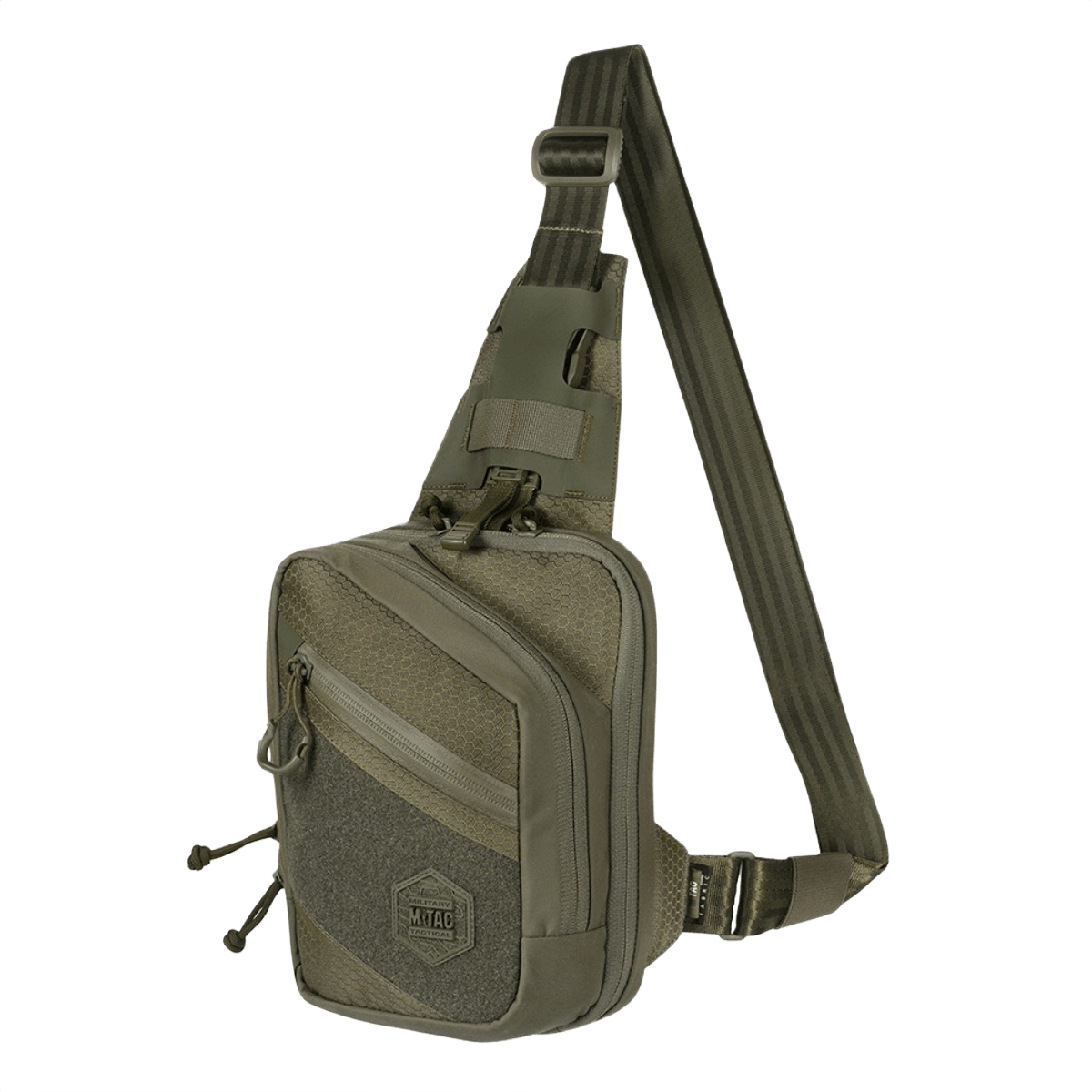M-Tac Sling -pistoolilaukku Elite Hex Velcro, säädettävä olkalaukku, kestävä Cordura, maastokuvio, käytännöllinen EDC:hen.