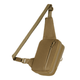 M-Tac Sling -pistoolilaukku Elite Hex Velcro kestävässä Cordura, beige, säädettävällä olkahihnalla ja Velcro-merkeille.