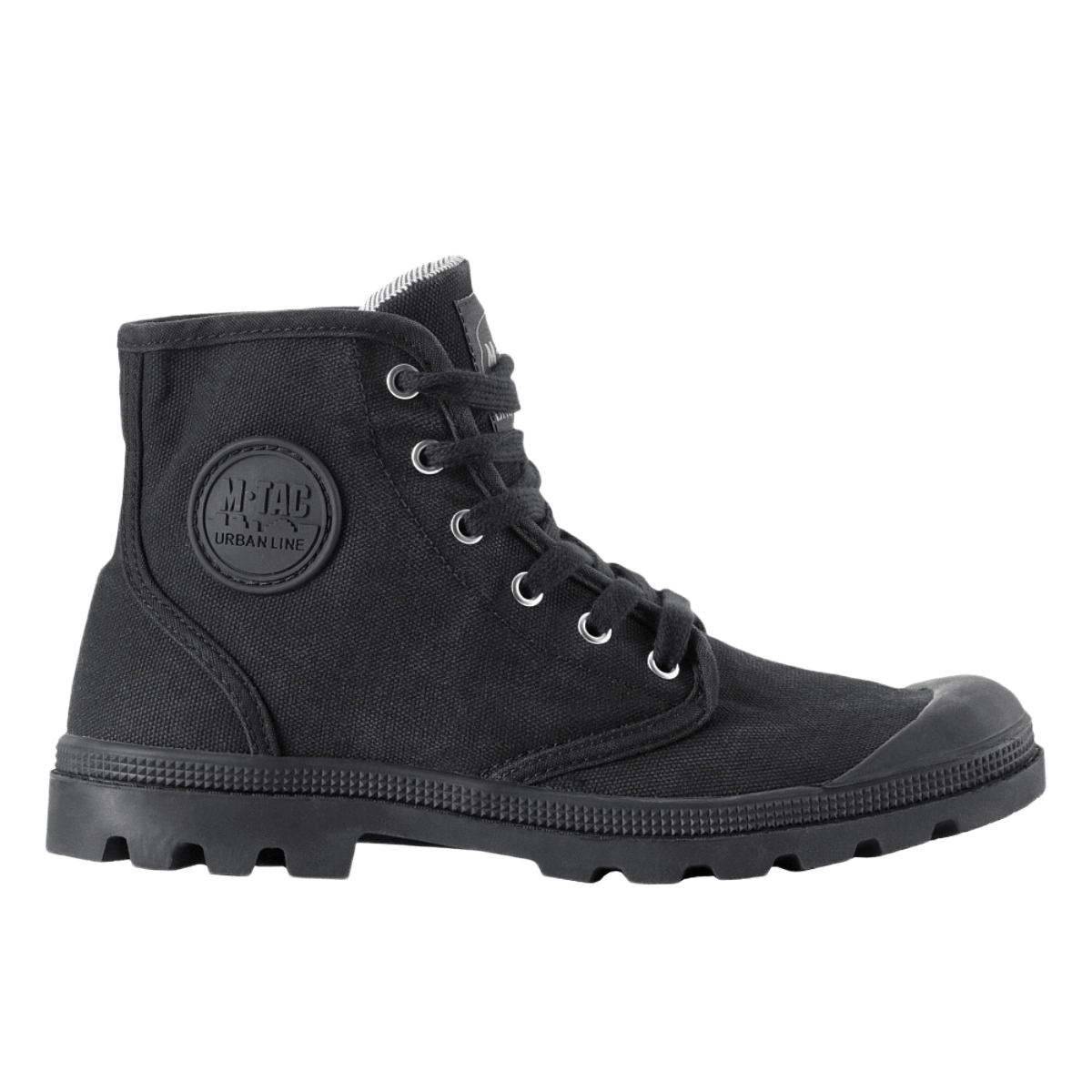 M-Tac Sneakers mustana, klassinen malli, 6 metallista nauharenkasta ja vulkanisoitu kumipohja, sopii ulkoiluun.