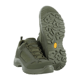 M-Tac Sneakers Tactical Demi-Season Pro Line oliivinvihreänä, Vibram-pohjalla, suunniteltu taktisiin toimiin ja ulkoiluseikkailuihin.