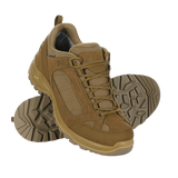 M-Tac Sneakers Tactical Demi-Season Pro Line ruskeana, suede ja Cordura, joustava Vibram-pohja mukavuutta ja kestävyyttä ajatellen.