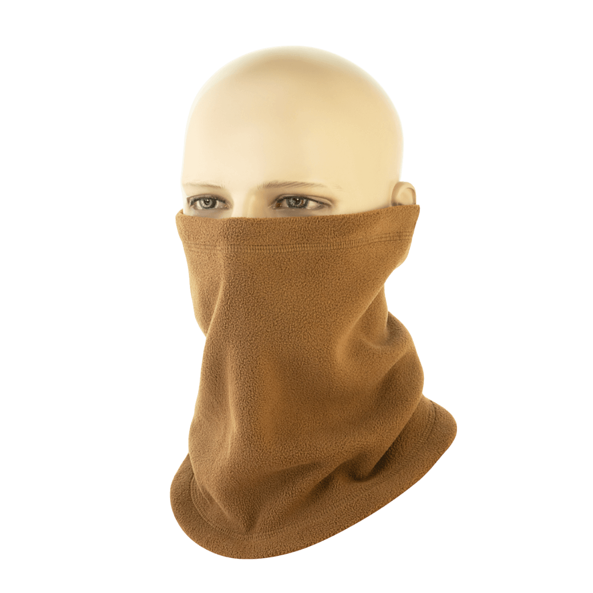 M-Tac Snood Elite lyhyt säädettävä fleece, käytössä kasvonaamiona mallinukella, suojaa kylmältä ja tuulelta säädettävällä istuvuudella.
