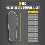 M-Tac Summer Light Sneakers kokotaulukko ja pohjanäyttö, suunniteltu kesäkäyttöön mukavuuden ja kestävyyden vuoksi.