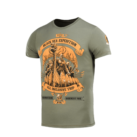 M-Tac T-shirt Black Sea Expedition harmaa printillä, valmistettu puuvillasta ja elastaanista, sopii aktiiviseen elämäntapaan kuten metsästykseen ja matkailuun