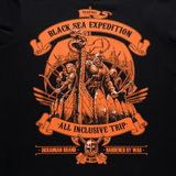 M-Tac T-shirt Black Sea Expedition oranssilla grafiikalla ja viikinkiteemalla, sopii aktiiviseen elämäntapaan. Printti MagnaColours®-premium-musteella