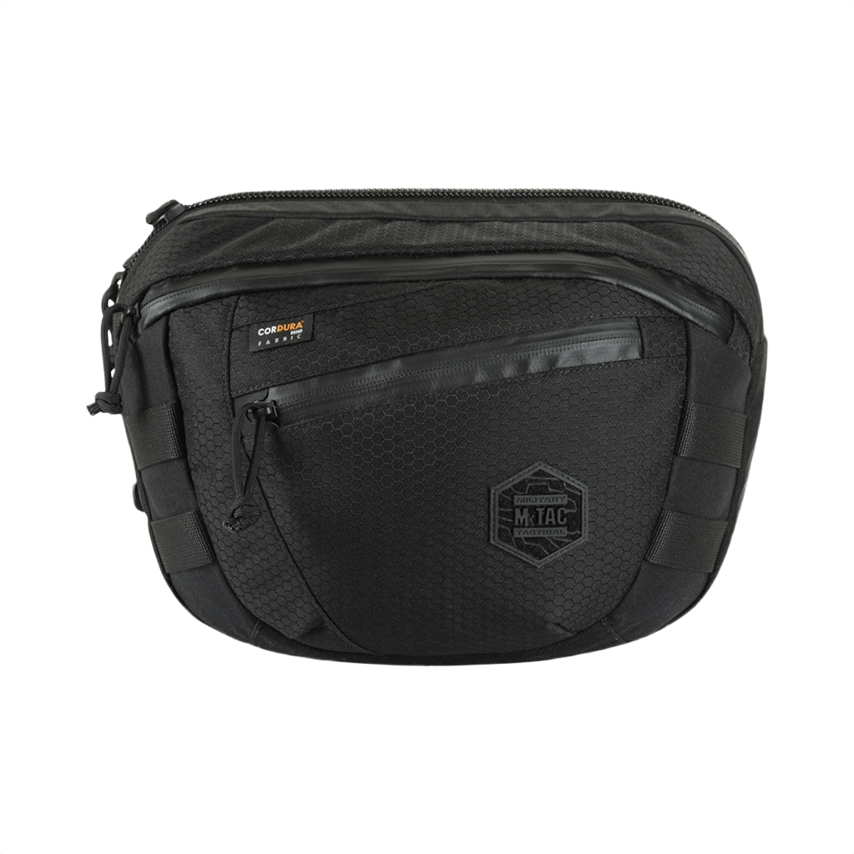 M-Tac Sphaera Hex Hardsling Bag Large Elite musta, vetoketju ja logo edessä. Käytännöllinen ja siisti laukku.
