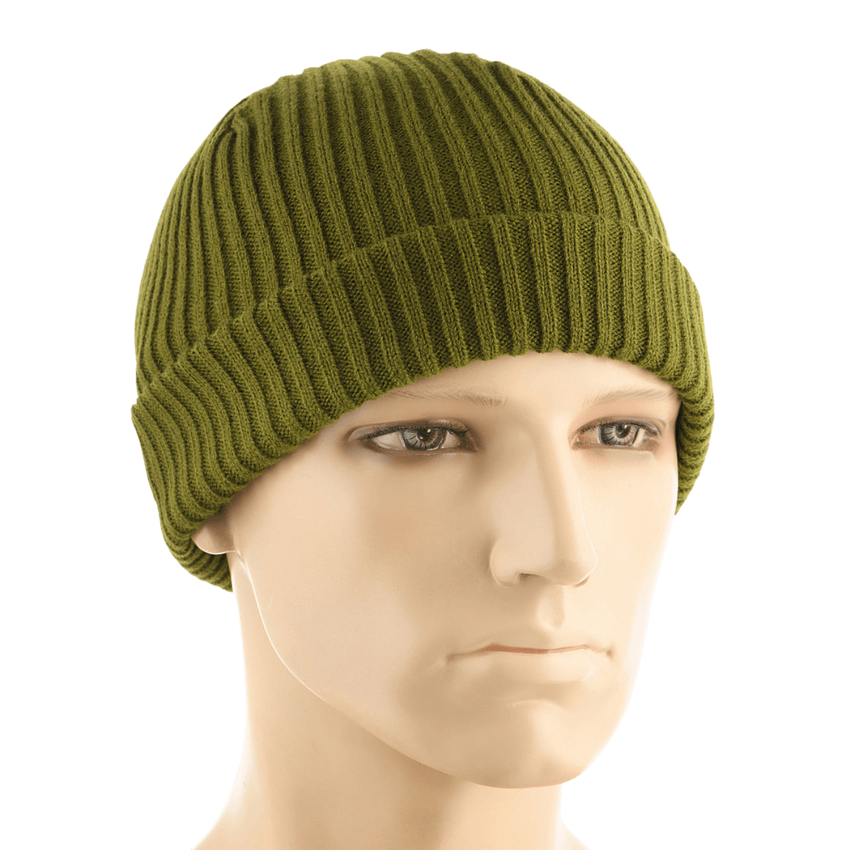 M-Tac Watch Cap 100% Akryl neulepipo oliivinvihreänä, matala malli ja kaksinkertainen käänne lisälämmöllä, sopii kylmään säähän.