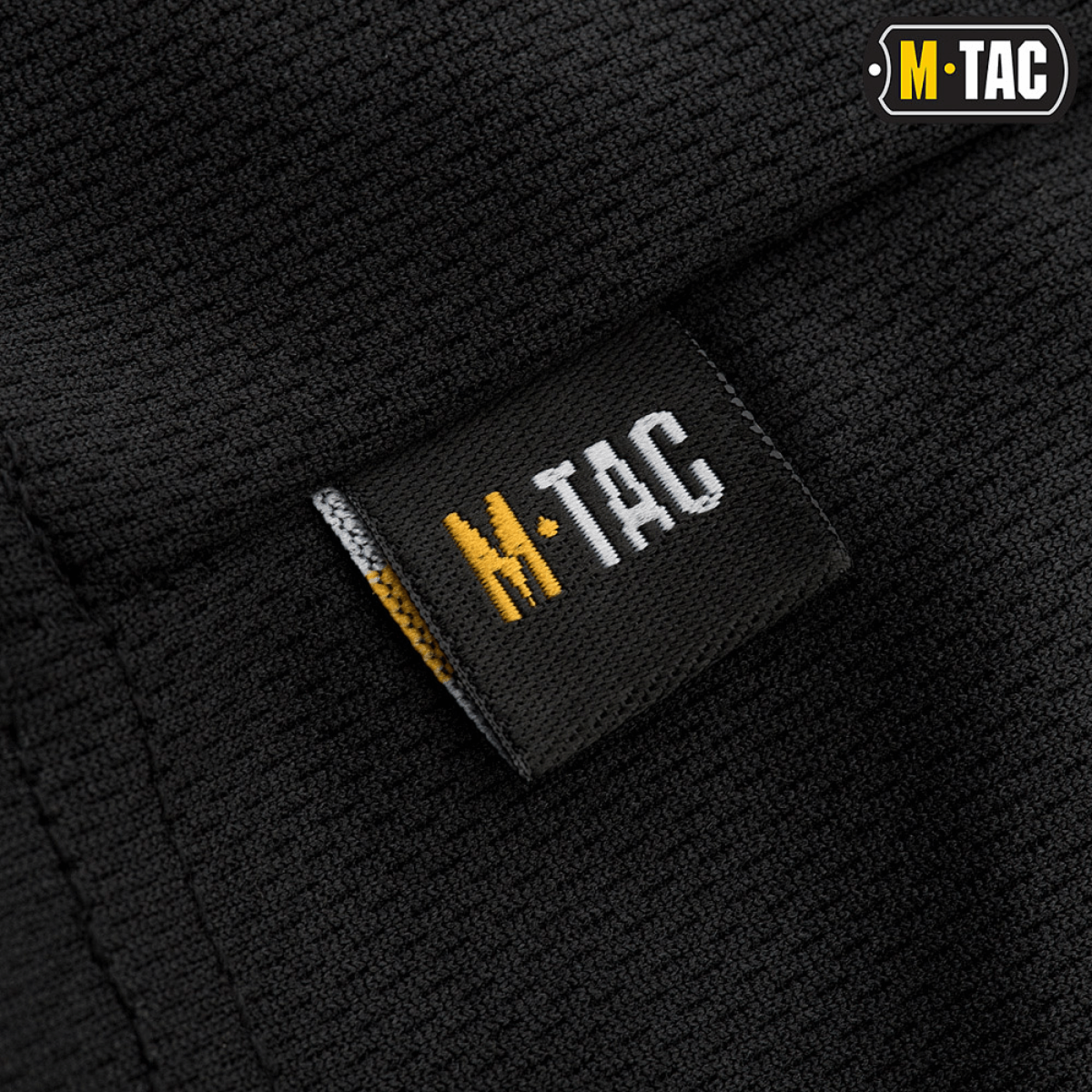 M-Tac Sweating Ninja-Balaclavan etiketti, mustasta polyesterikankaasta