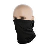 M-Tac Sweating Ninja-Balaclava, musta, mallipään päällä, suojaa hengitysteitä ja pitää ihon kuivana ulkoilussa