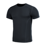 M-Tac Sweat-Wicking T-Shirt Athletic musta, lyhythihainen termomalli anatomisella 3D-istuvuudella, 100% polyesteri.