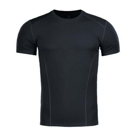 M-Tac Sweat-Wicking T-Shirt Athletic musta, lyhythihainen anatomisella istuvuudella, kosteutta siirtävä polyesteri urheiluun.