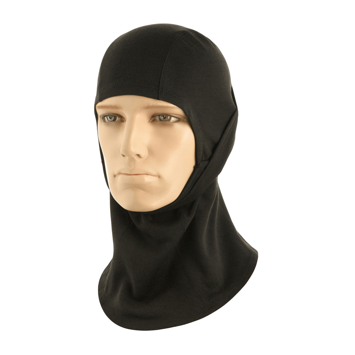 M-Tac Sweater-Ninja-Balaclava Premium, musta, kasvojen suojaus Polartec® Power Dry -materiaalista, mallilla esitetty