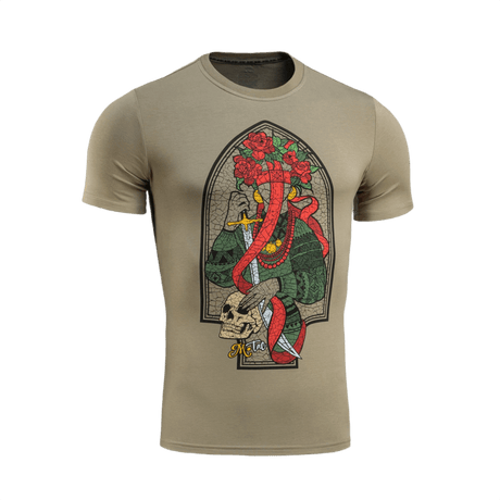 M-Tac T-Shirt Motanka modernilla kuvituksella ja perinteisellä ukrainalaisella Motanka-printillä sekä tekstillä 'M-TAC. Terra Cosaccorum'.