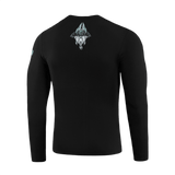 M-Tac T-Shirt Odin Mystery Long Sleeve mustana, taaksepäin käännetty design Odin-painatuksella modernissa taisteluasussa ja 'Valhalla Calling' -teema.