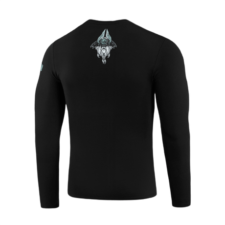 M-Tac T-Shirt Odin Mystery Long Sleeve mustana, taaksepäin käännetty design Odin-painatuksella modernissa taisteluasussa ja 'Valhalla Calling' -teema.