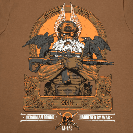 M-Tac T-Shirt Odin pohjoismainen printti, yksityiskohtainen Odin‑kuva Huginin ja Muninin kera; valmistettu puuvillasekoitteesta.