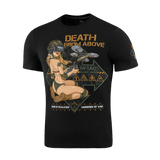 M-Tac T-Shirt Delivery Service, Pin-up-kulttuurista inspiroitu drone-kuvio ja teksti 'Death from Above' amerikkalaisessa WWII-tyylissä.