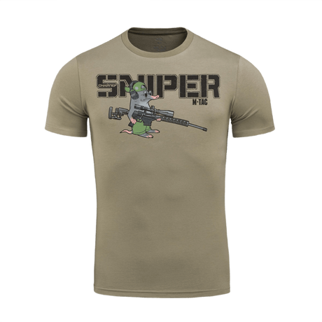 M-Tac T-Shirt Talpa hauska sniperi-myyyräpainatus, beige puuvillaseos.
