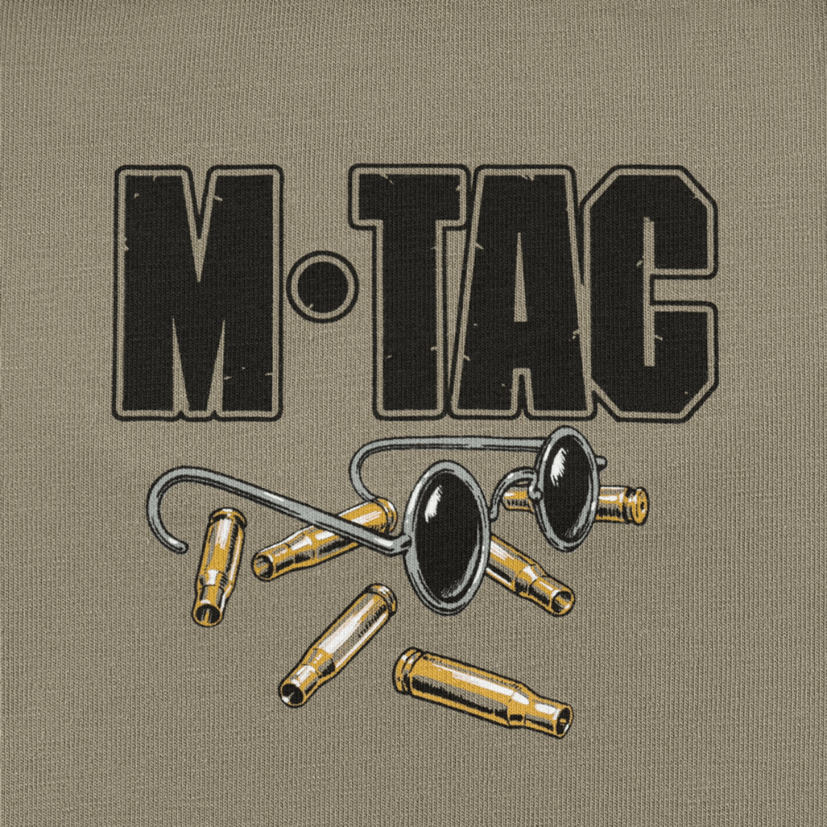 M-Tac T-Shirt Talpa -design silmälaseilla ja patruunan hylsyillä, symboloi tarkkuutta ja omistautumista.