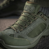 M-Tac Tactical Sneakers Demi-Season – kevyt ja mukava oliivinvihreä nahka-Cordura-yhdistelmä, sopii retkeilyyn ja ulkoiluun.