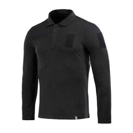 M-Tac Tactical Polo Shirt pitkähiha 65/35 poliisille ja turvallisuustyöhön, musta, Velcro-panelit