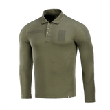 M-Tac Tactical Polo Shirt pitkähiha 65/35 vihreä, suunniteltu poliisille ja turvallisuushenkilöstölle, Velcro-panelit merkeille ja tunnisteille