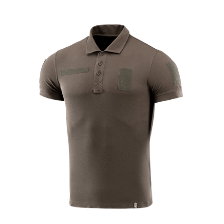 M-Tac Tactical Polo Shirt 65/35 ruskea Velcro-paneeleilla merkeille, ihanteellinen poliisi- ja turvallisuustyöhön, puuvilla/polyesteri