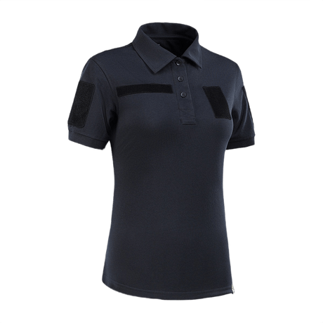 M-Tac Tactical Polo-Shirt 65/35 Lady Velcrolla hihoissa ja rinnassa, tehty puuvilla-polyester-sekoituksesta mukavuutta ja kestävyyttä varten.