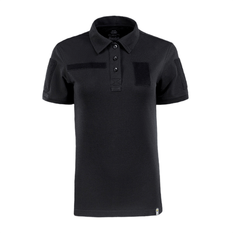 M-Tac Tactical Polo-Shirt 65/35 Lady mustana, Velcro-hihoissa, rinnassa ja selässä merkeille, puuvilla-polyester.