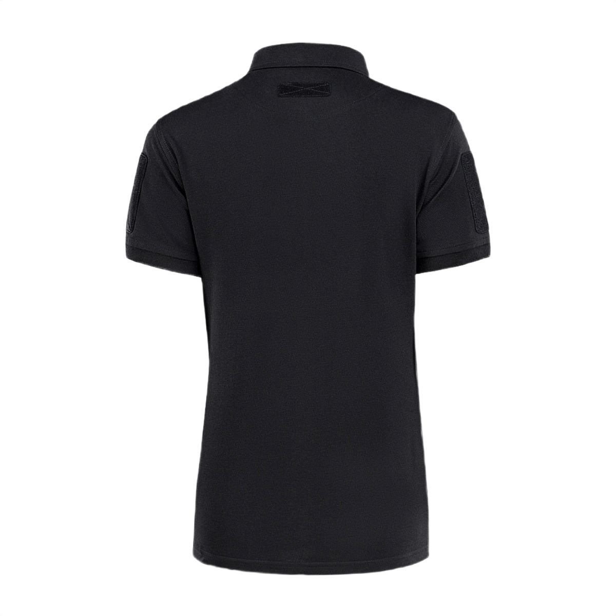 M-Tac Tactical Polo-Shirt 65/35 Lady, musta palvelupolo naisille, Velcro hihoissa, rinnassa ja selässä, mukava puuvilla-polyester-sekoitus.