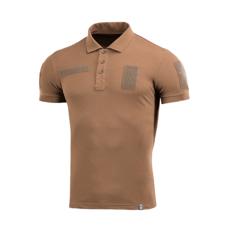 M-Tac Tactical Polo Shirt 65/35 ruskea, sopii poliisille ja turvallisuuteen, Velcro-paneelit merkeille, 65 % puuvillaa ja 35 % polyesteriä