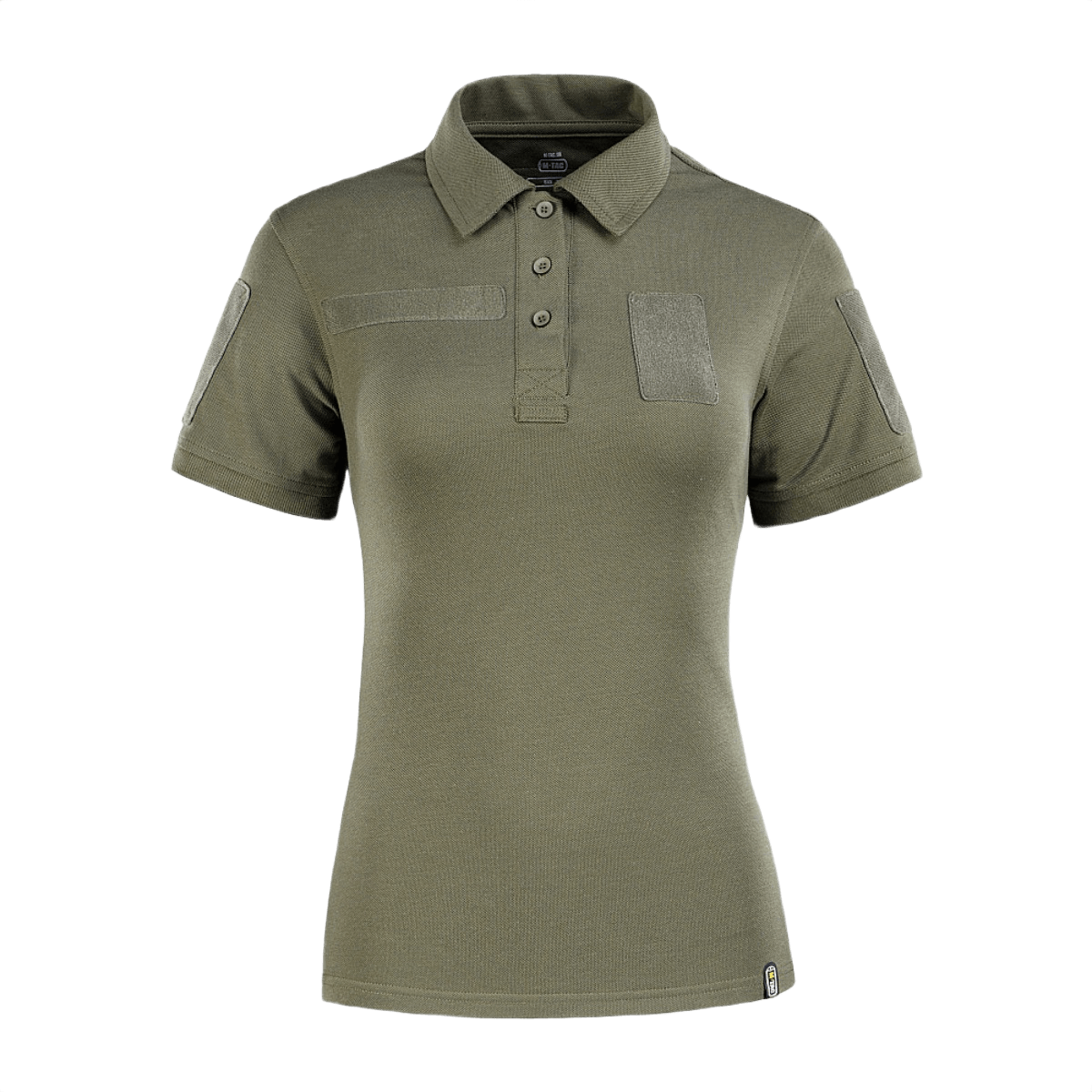 M-Tac Tactical Polo-Shirt 65/35 Lady oliivinvihreänä, naisellinen istuvuus, Velcro hihoissa ja rinnassa merkeille ja ID:lle.