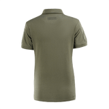 M-Tac Tactical Polo-Shirt 65/35 Lady oliivinvihreänä takaa, Velcro hihoissa, mukava ja kestävä puuvilla-polyester-sekoitus.