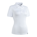 M-Tac Tactical Polo-Shirt 65/35 Lady valkoisena naisille, mukava puuvilla-polyester-sekoitus, Velcro hihoissa, rinnassa ja selässä.