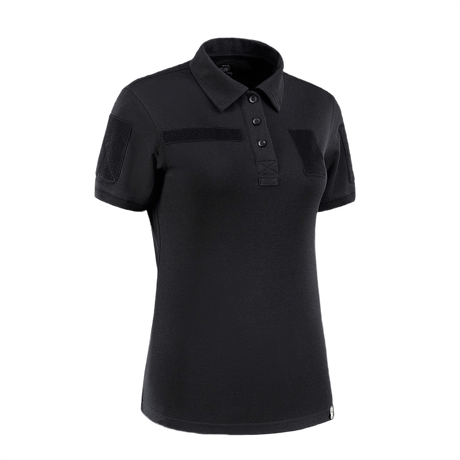 M-Tac Tactical Polo-Shirt 65/35 Lady musta naisille, mukava puuvilla-polyester, Velcro merkeille ja ID, käytännöllinen lenkki.