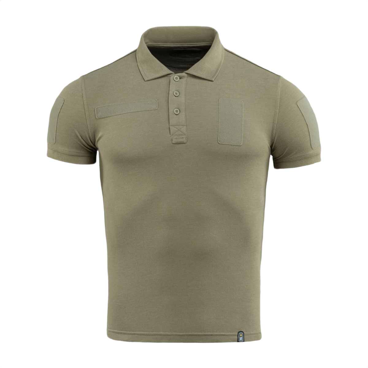M-Tac Tactical Polo Shirt 65/35 oliivinvihreä Velcro-paneeleilla, sopii poliisi- ja turvallisuustyöhön, puuvilla-polyester-sekoitus mukavuuteen ja kestävyyteen