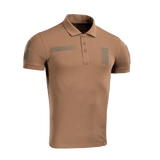 M-Tac Tactical Polo Shirt 65/35 ruskea Velcro-paneeleilla turvallisuustyöhön, puuvilla-polyester-sekoitus mukavuuteen ja kestävyyteen