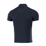 M-Tac Tactical Polo Shirt 65/35 tummansininen takaa, suunniteltu poliisi- ja turvallisuustyöhön Velcro-paneeleilla tunnisteille