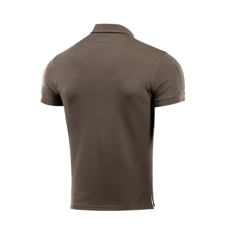 M-Tac Tactical Polo Shirt 65/35 takaa, näyttää Velcro-paneelit hihoissa, sopii poliisiunivormuihin, mukava puuvilla-polyester-sekoitus
