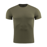 M-Tac Tactical Sweat-Wicking T-Shirt Summer, oliivinvihreä, suunniteltu lämpimiin kausiin, 100% polyesteri, hikiä siirtävä, nopeasti kuivuva.